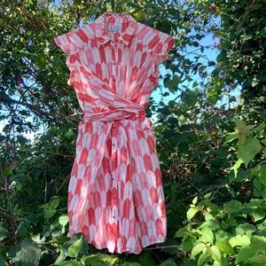 Heinui coral pink cotton shirt dress